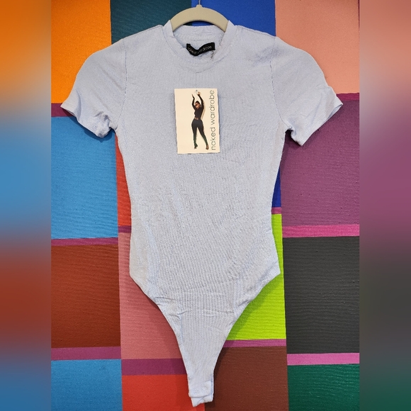 naked wardrobe Tops - naked wardrobe Baby Blue Bodysuit (s)